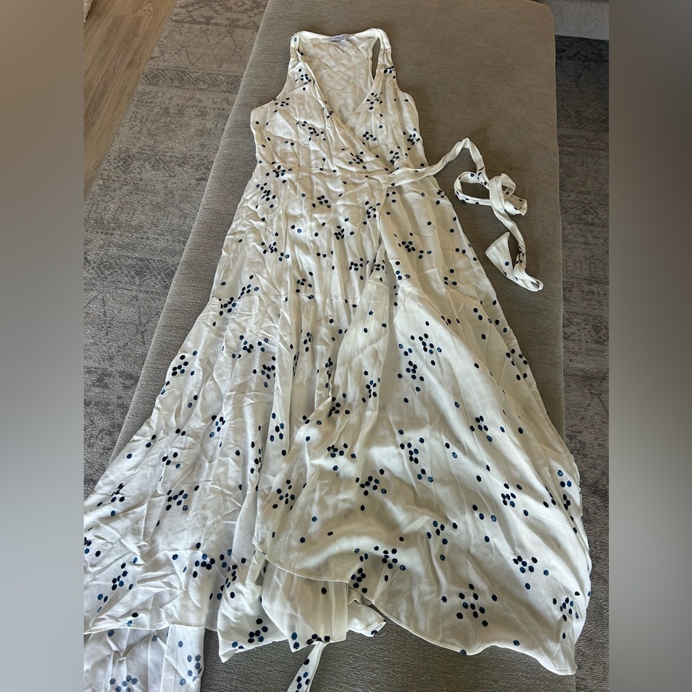 Olivaceous White Dot Dress Size Small Vaction Summer Wedding Party